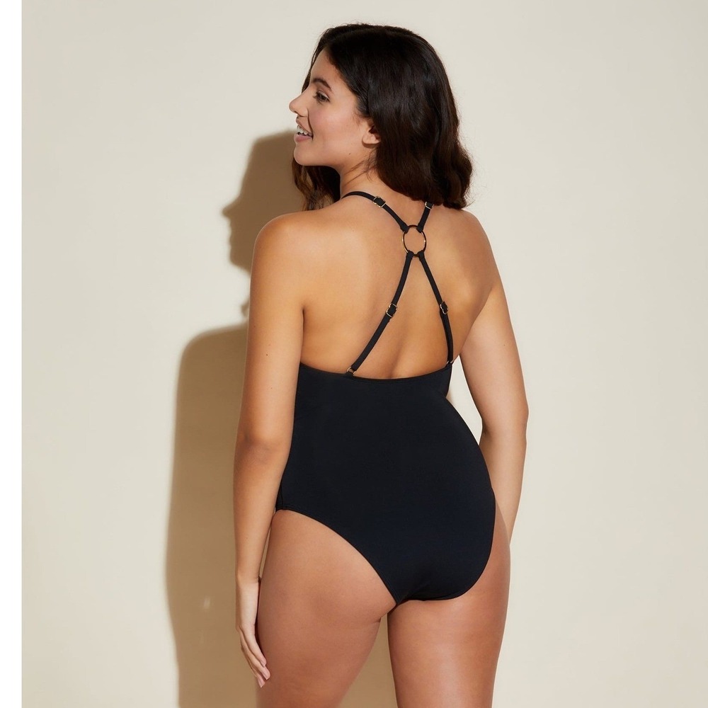 Cosabella Vita Marina Curvy Shape Strappy One Piece Black Gold Ring Size XS